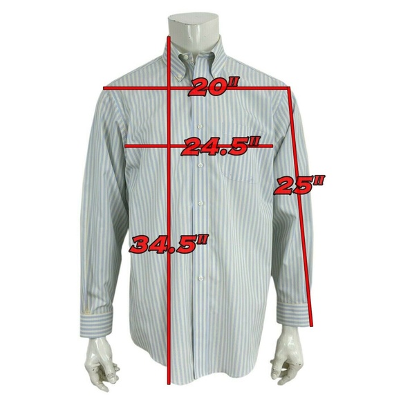 Brooks Brothers Blue Striped Dress Shirt Men 16-34 - Picture 2 of 8